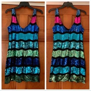 Sequined Multi-Color and Black Mini Dress - NWT!